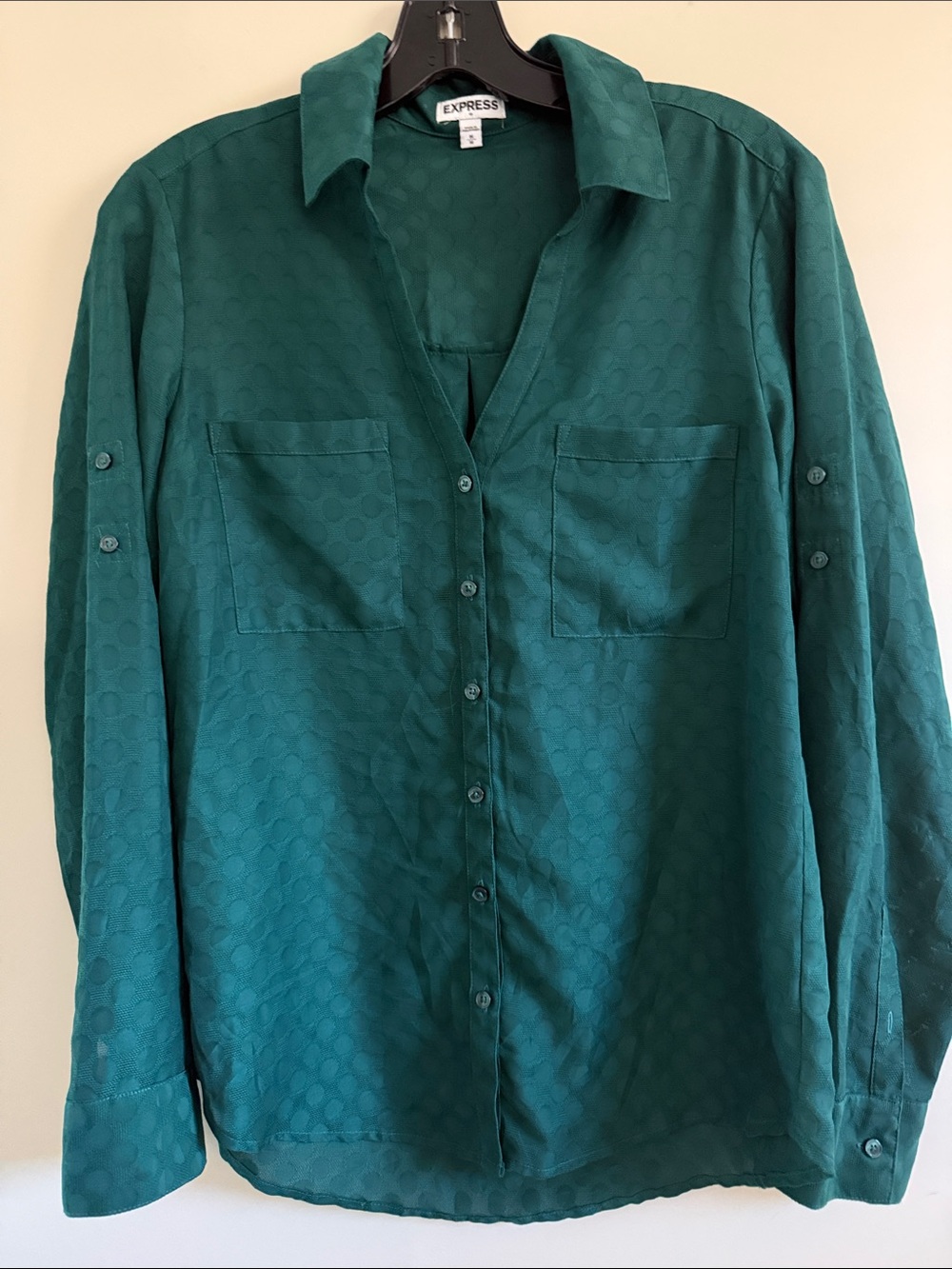 Express Teal Green Long-Sleeve Button-Down Shirt